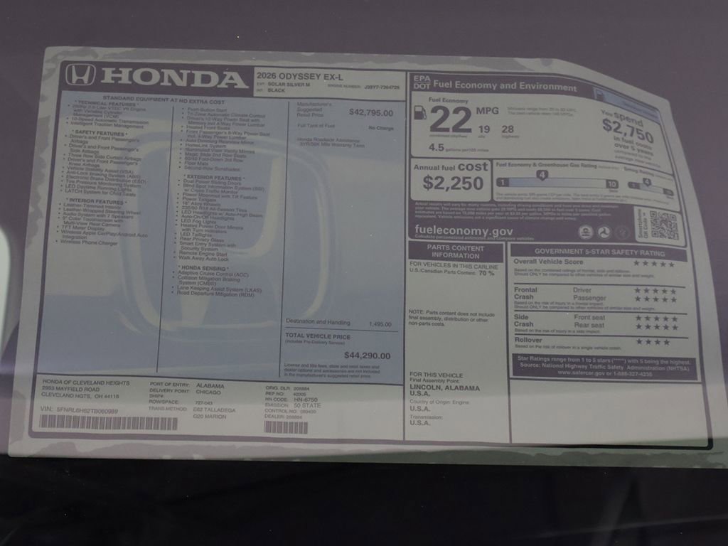 New 2026 Honda Odyssey EX-L image 23