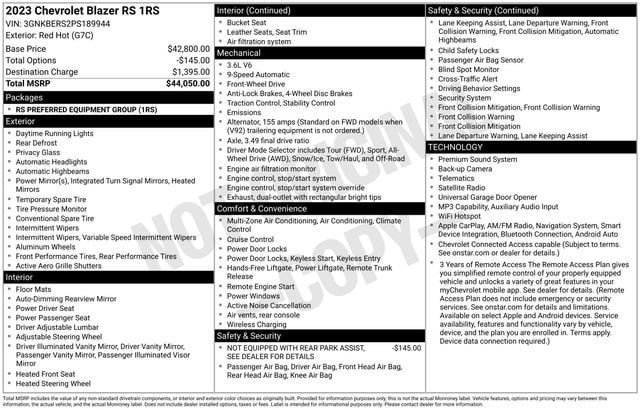 Used 2023 Chevrolet Blazer RS FWD image 32