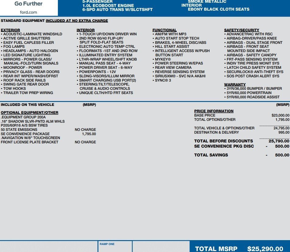 Used 2018 Ford EcoSport SE w/ SE Convenience Package image 2