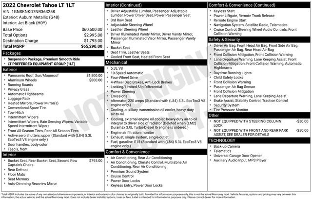 Certified 2022 Chevrolet Tahoe LT AWD/4WD image 48