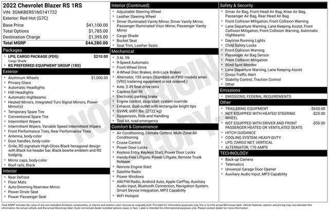 Used 2022 Chevrolet Blazer RS w/ LPO, Cargo Package image 28