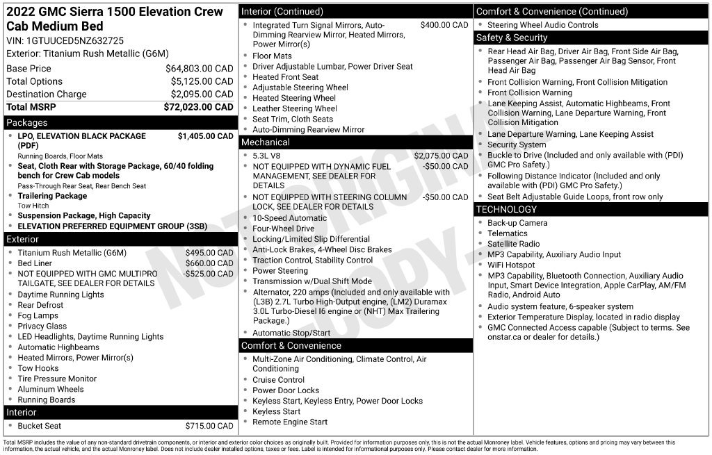 Used 2022 GMC Sierra 1500 Elevation w/ LPO, Elevation Black Package AWD/4WD image 12