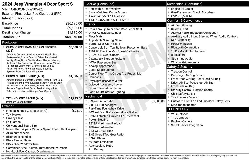 Used 2024 Jeep Wrangler Unlimited Sport AWD/4WD image 8