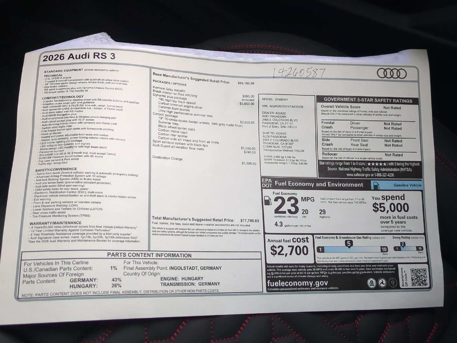 New 2026 Audi RS 3 AWD/4WD image 18