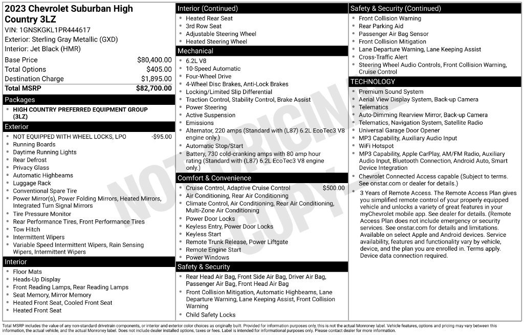Used 2023 Chevrolet Suburban High Country AWD/4WD image 4