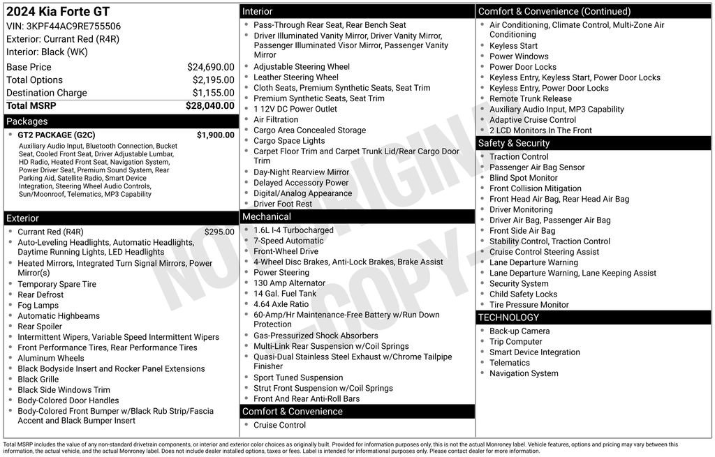 Used 2024 Kia Forte GT w/ GT2 Package FWD image 12