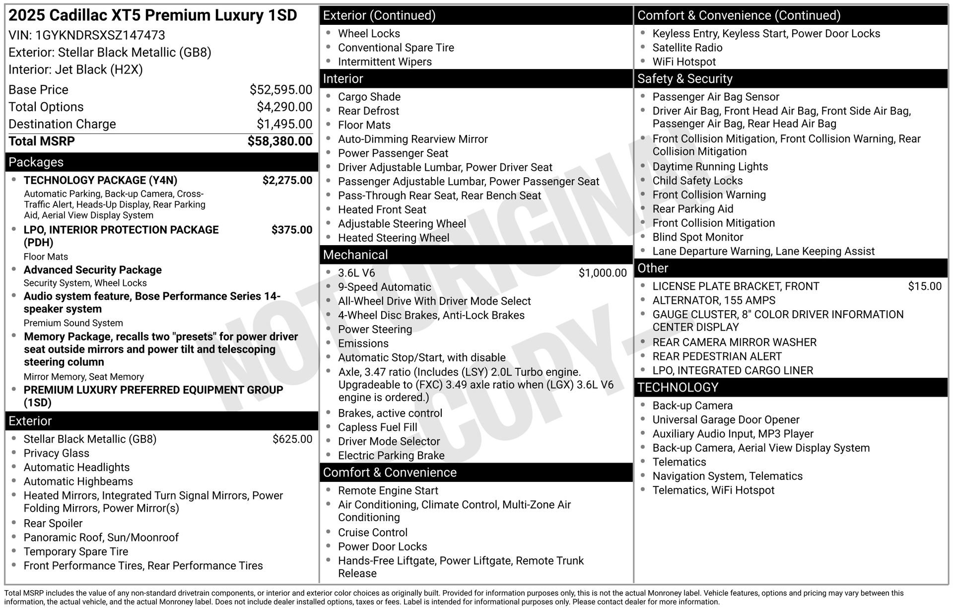 New 2025 Cadillac XT5 Premium Luxury w/ Technology Package image 43