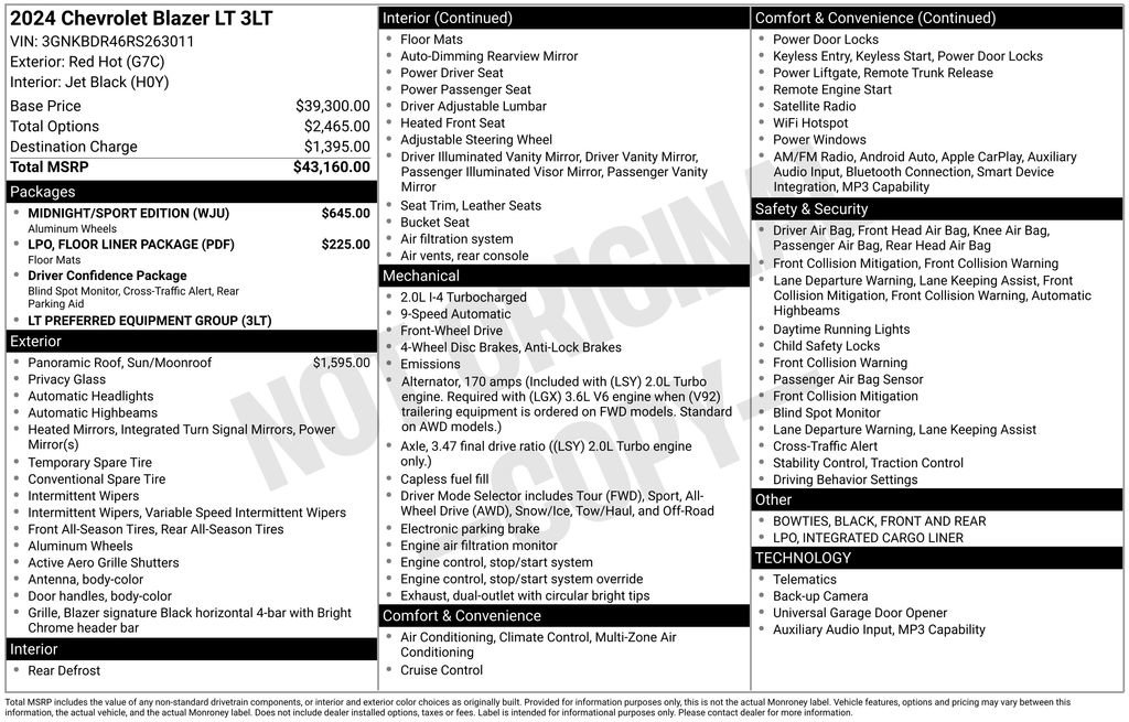 Used 2024 Chevrolet Blazer LT w/ Midnight/Sport Edition FWD image 26