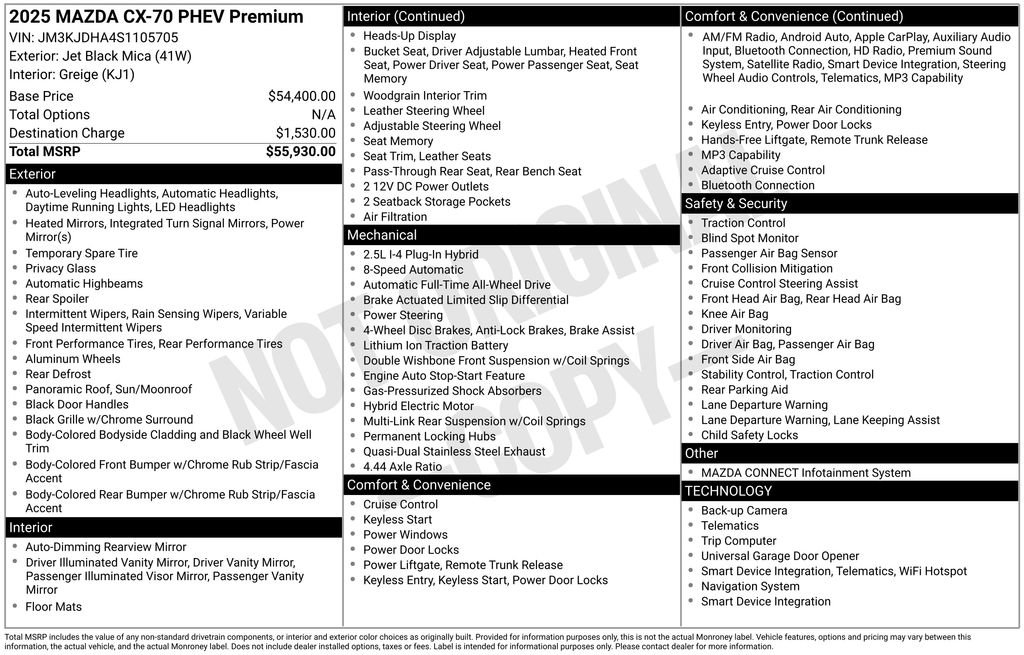 Certified 2025 MAZDA CX-70 Plug-In Hybrid w/ Premium Pkg AWD/4WD image 5