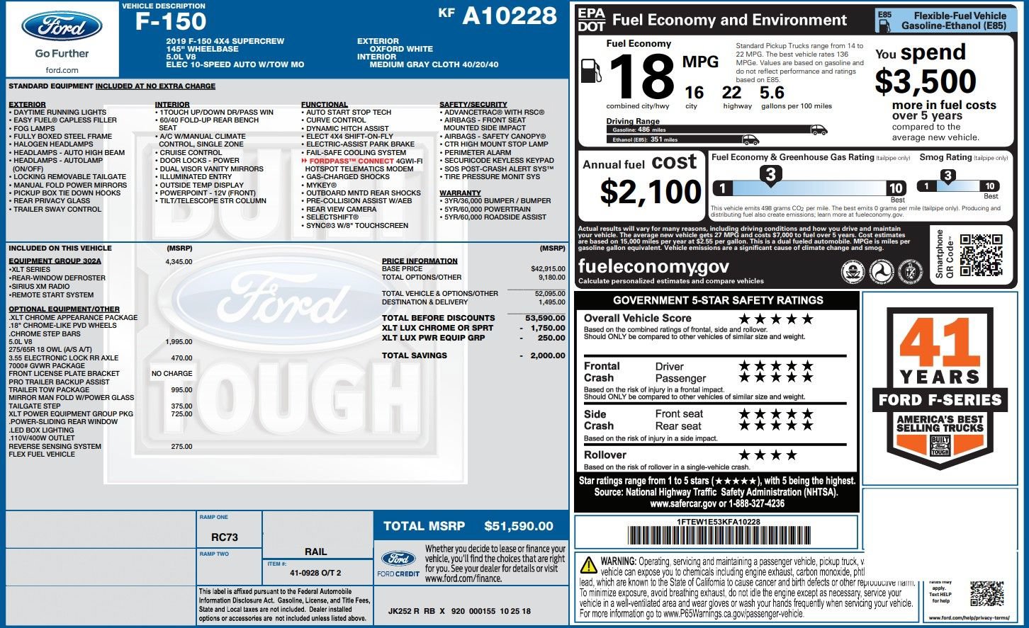 Used 2019 Ford F150 XLT w/ Equipment Group 302A Luxury AWD/4WD image 5