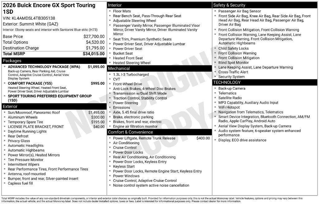 New 2026 Buick Encore GX Sport Touring w/ Advanced Technology Package FWD image 10