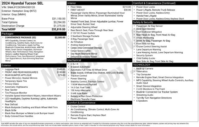 Certified 2024 Hyundai Tucson SEL w/ Convenience Package AWD/4WD image 4