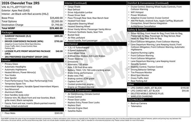 Certified 2026 Chevrolet Trax RS w/ Sunroof Package image 32