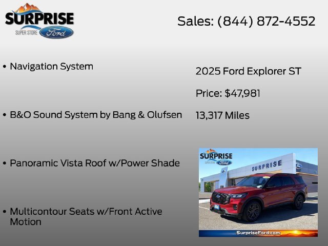 Certified 2025 Ford Explorer ST w/ Sun And Sound Package AWD/4WD image 13