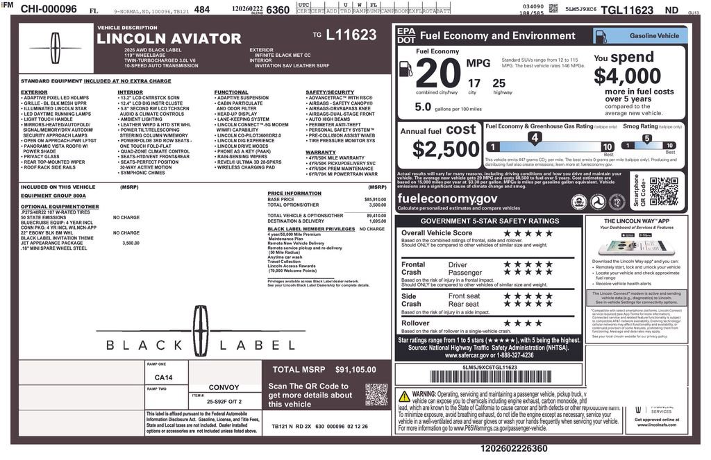 New 2026 Lincoln Aviator Black Label w/ Jet Appearance Package image 31