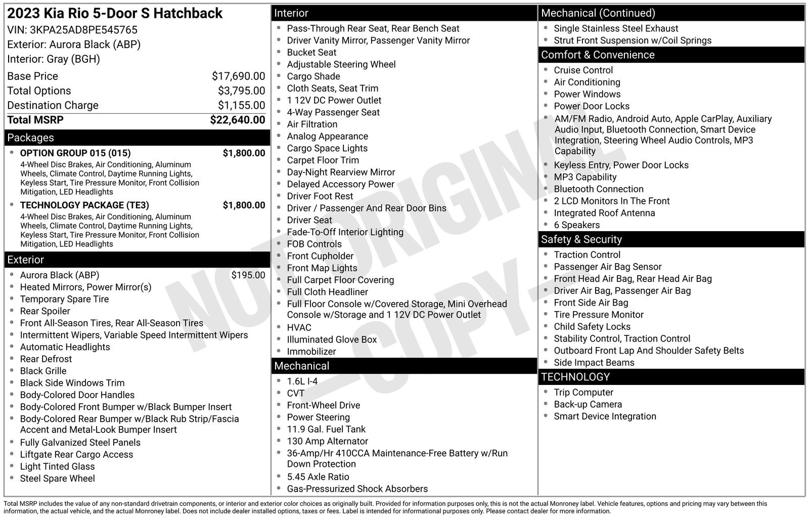 Used 2023 Kia Rio S w/ Technology Package image 6