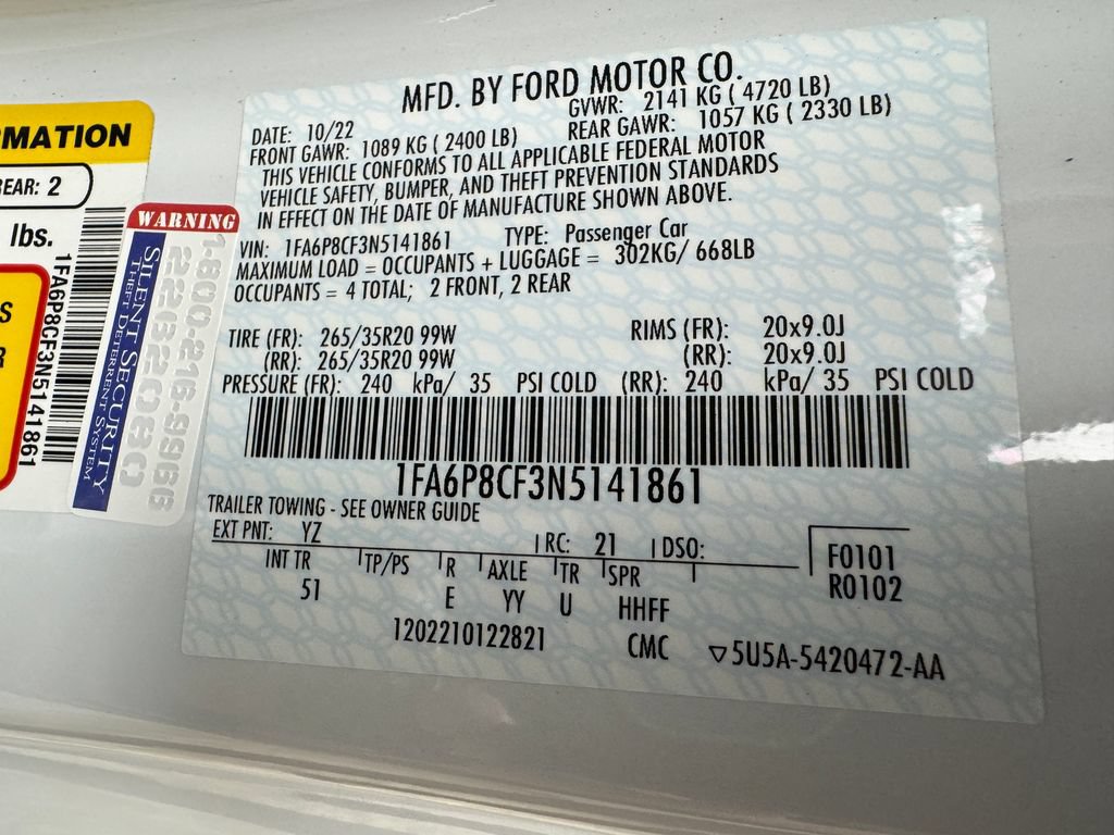 Certified 2022 Ford Mustang GT Premium w/ Equipment Group 401A RWD image 29