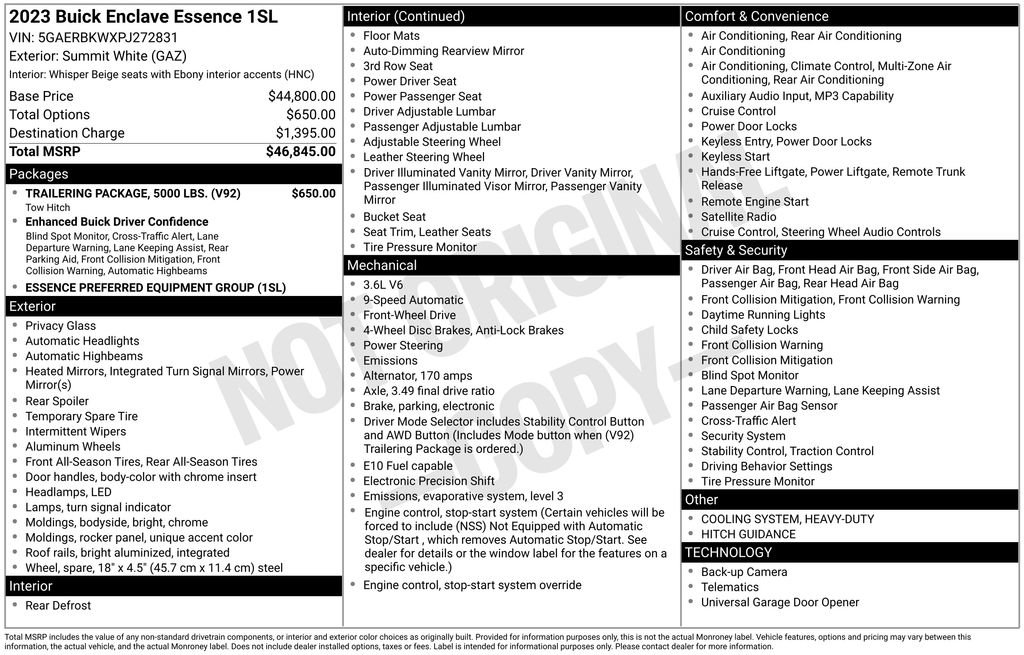 Used 2023 Buick Enclave Essence w/ Trailering Package, 5000 lbs. image 31