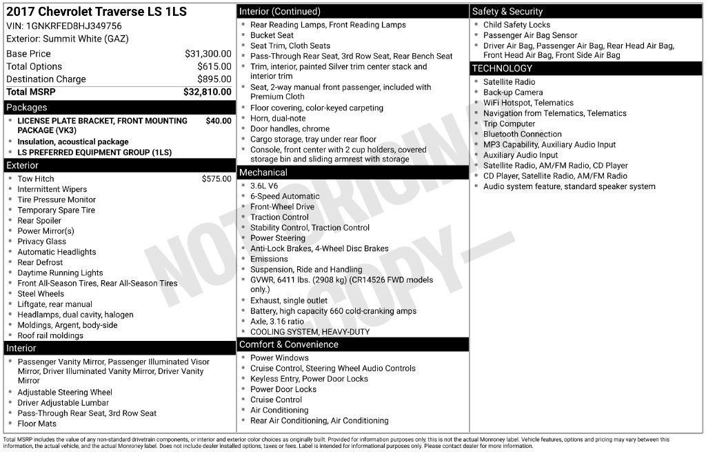 Certified 2017 Chevrolet Traverse LS FWD image 11