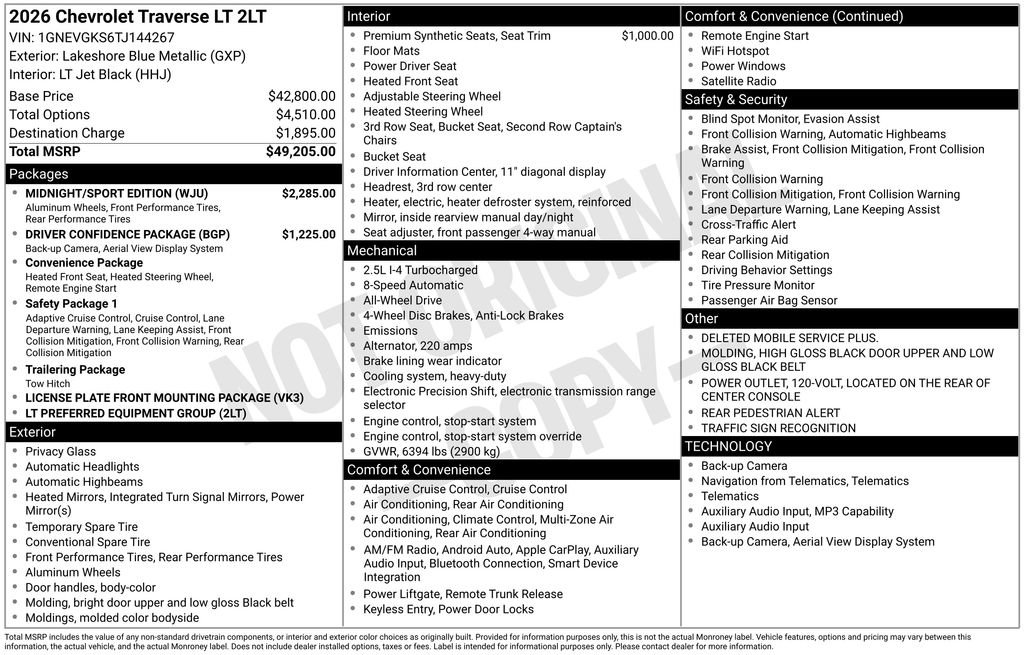 New 2026 Chevrolet Traverse LT w/ Midnight/Sport Edition image 28