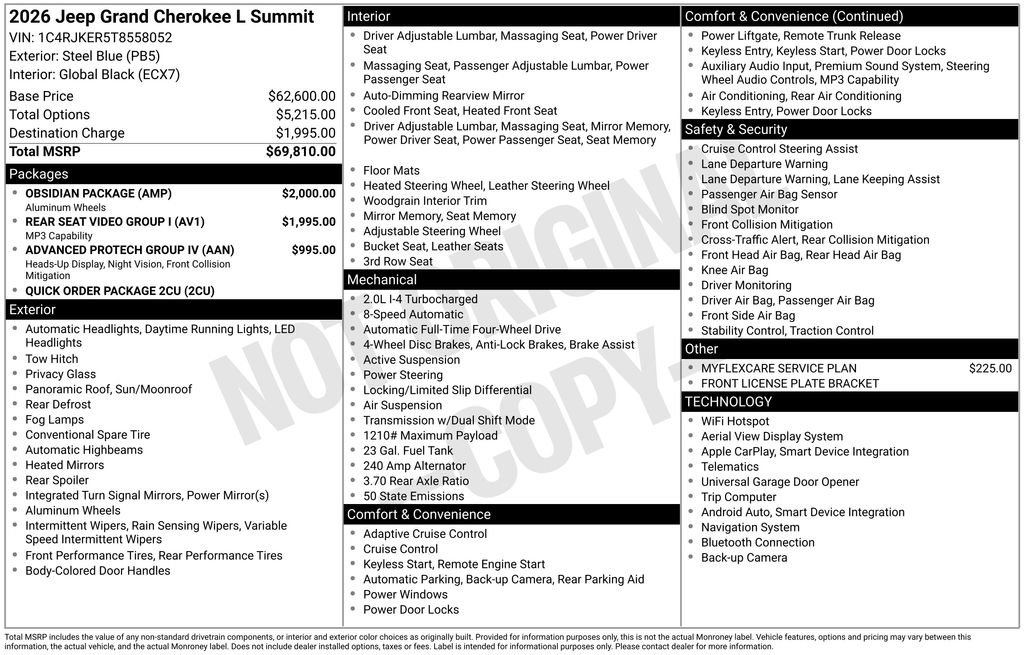New 2026 Jeep Grand Cherokee L Summit w/ Obsidian Package AWD/4WD image 41