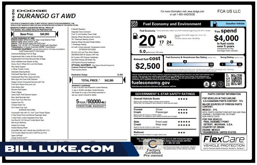 Certified 2026 Dodge Durango GT