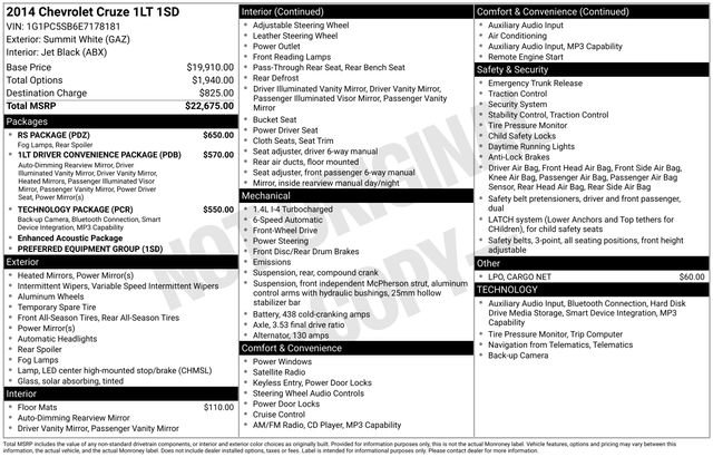 Used 2014 Chevrolet Cruze LT w/ RS Package FWD image 4