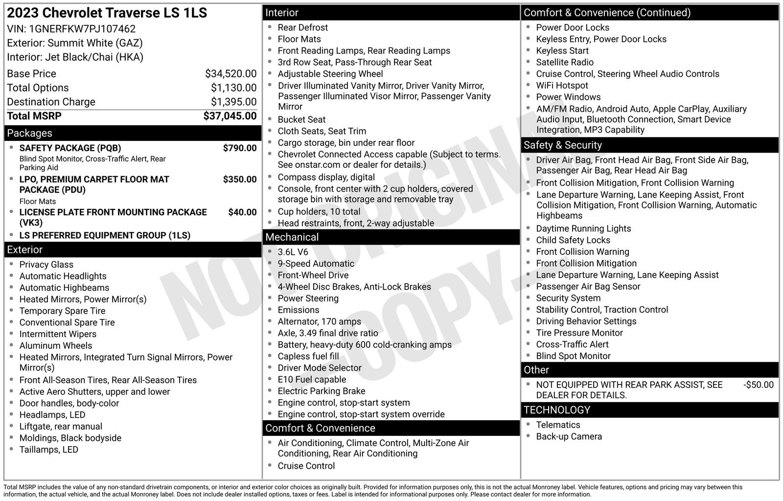 Used 2023 Chevrolet Traverse LS w/ Safety Package FWD image 33