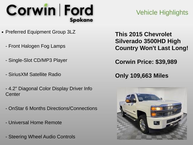 Used 2015 Chevrolet Silverado 3500 High Country w/ Duramax Plus Package image 24