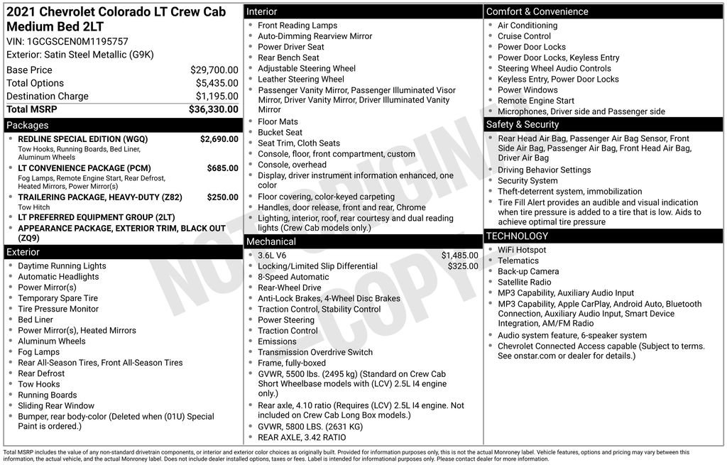 Used 2021 Chevrolet Colorado LT w/ Redline Special Edition RWD image 6