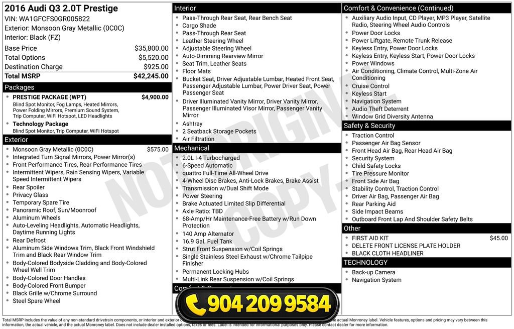 Used 2016 Audi Q3 2.0T Prestige w/ Prestige Package image 41