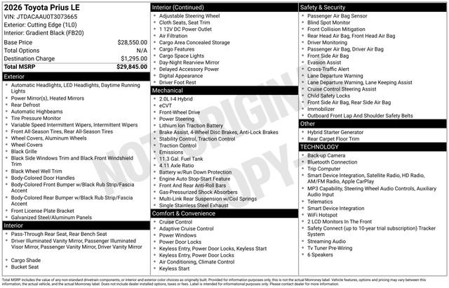Used 2026 Toyota Prius LE FWD image 35