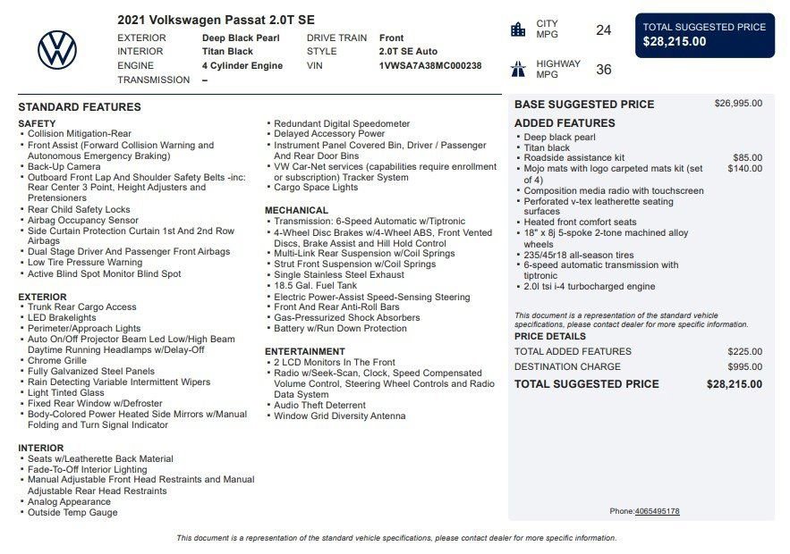 Used 2021 Volkswagen Passat 2.0T SE image 40