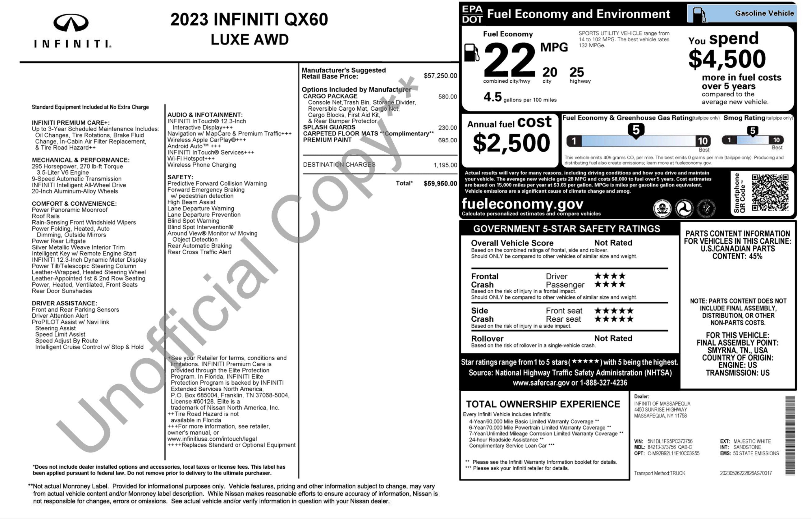Used 2023 INFINITI QX60 Luxe w/ Cargo Package AWD/4WD image 2