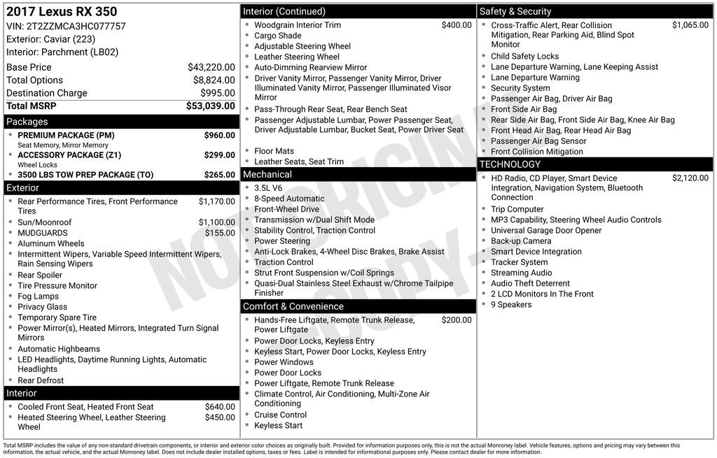 Used 2017 Lexus RX 350 FWD w/ Premium Package image 15