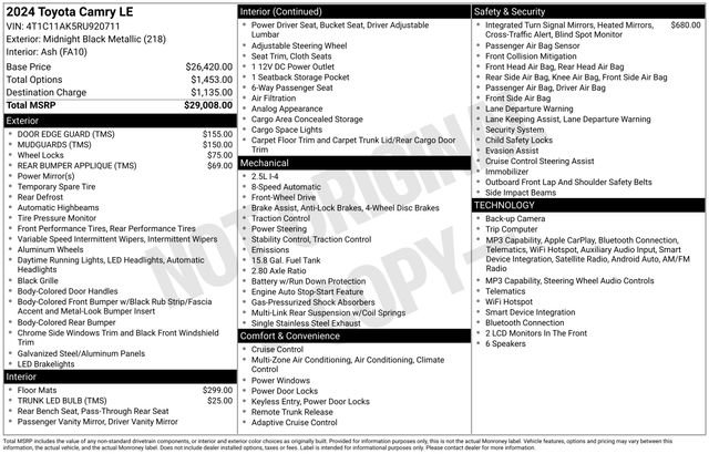 Used 2024 Toyota Camry LE FWD image 3