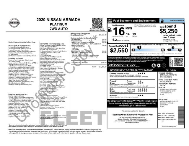 Used 2020 Nissan Armada Platinum w/ Captain's Chairs Package RWD image 2
