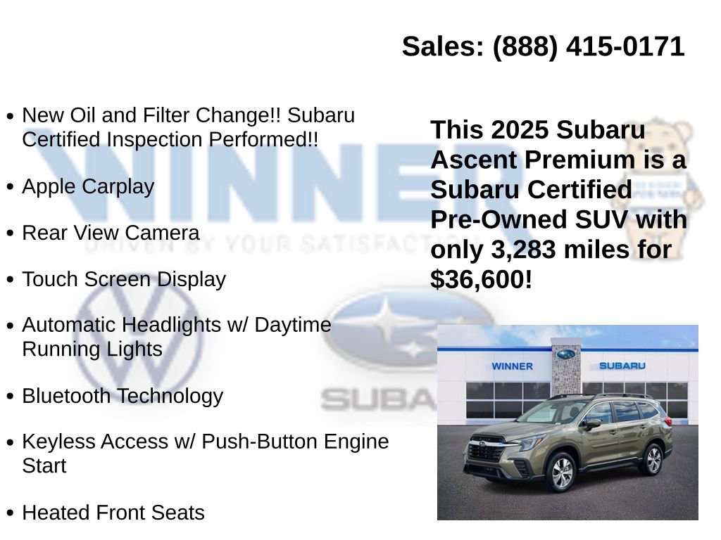 Certified 2025 Subaru Ascent Premium image 7