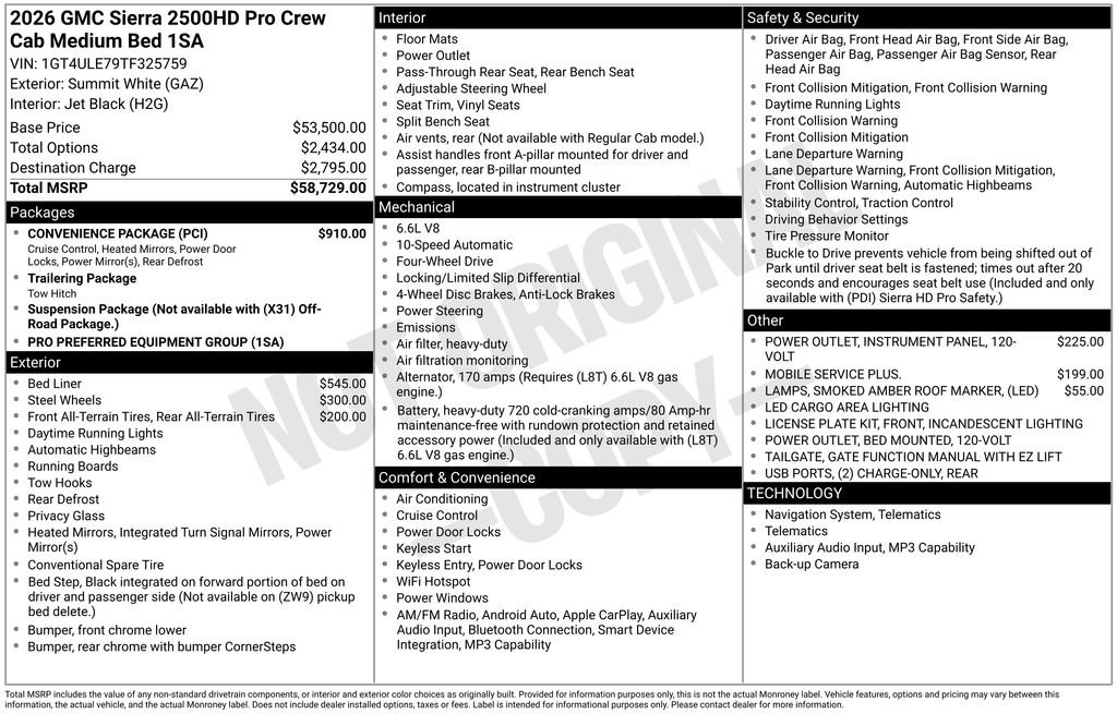 New 2026 GMC Sierra 2500 Pro w/ Convenience Package AWD/4WD image 18