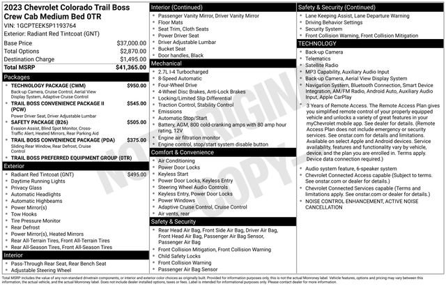 Used 2023 Chevrolet Colorado Trail Boss w/ Technology Package AWD/4WD image 27