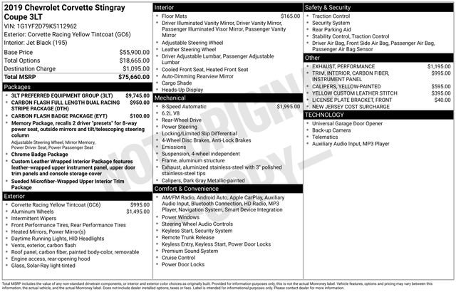 Used 2019 Chevrolet Corvette Stingray Coupe w/ 3LT Preferred Equipment Group image 31