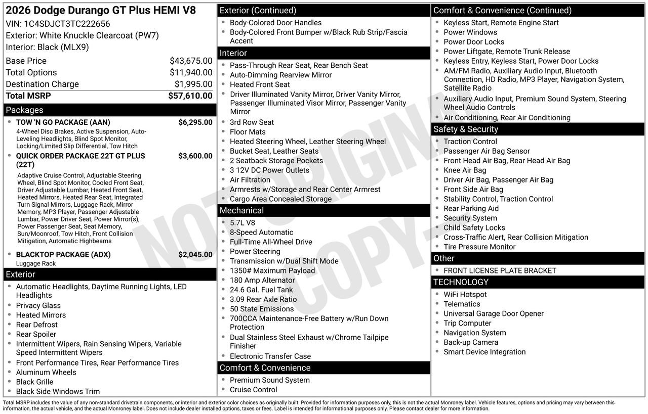 New 2026 Dodge Durango GT w/ Tow 'N Go Package image 29