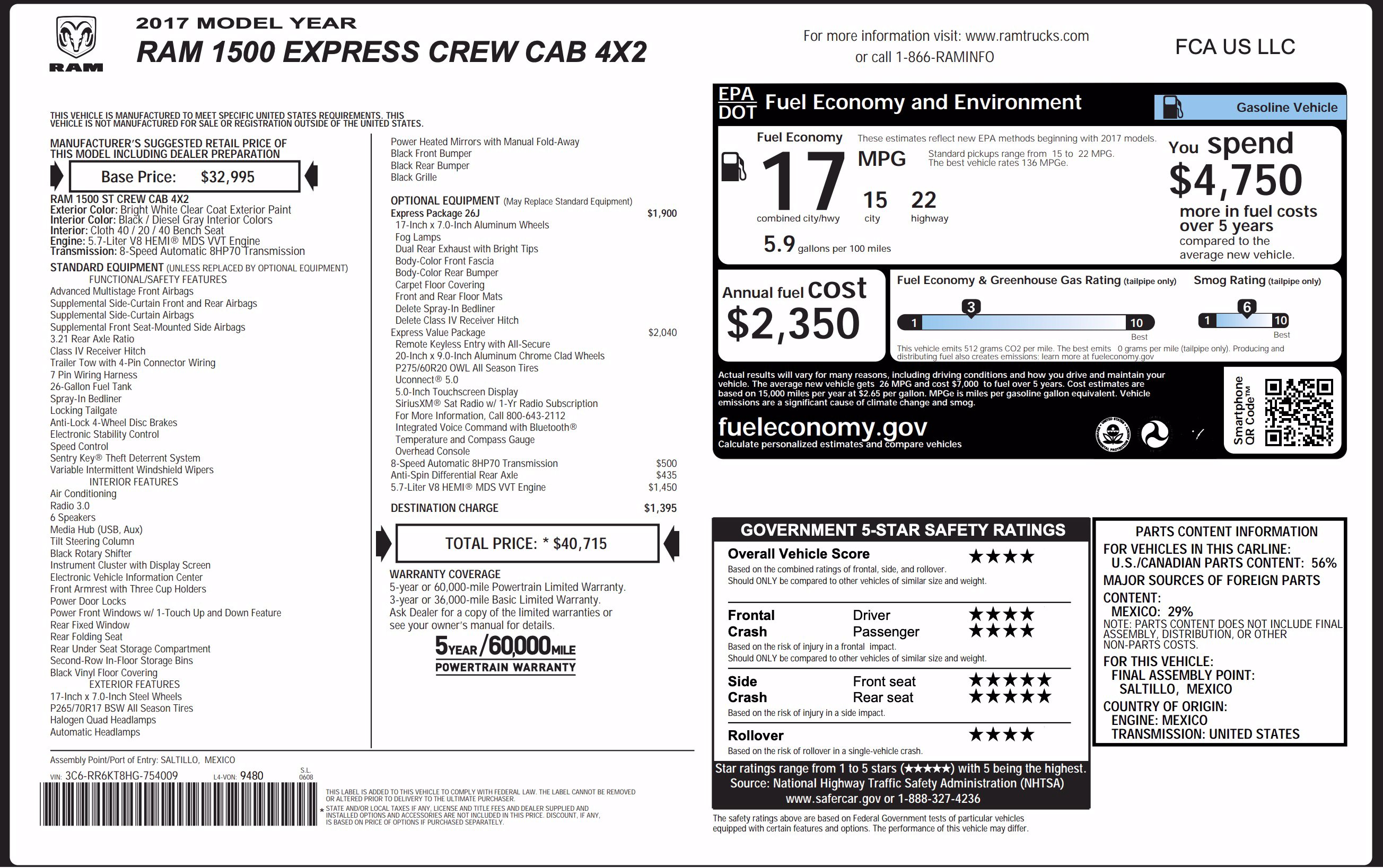 Used 2017 RAM 1500 Express w/ Express Value Package RWD image 2