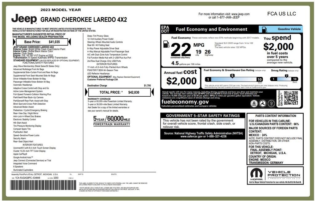 Certified 2023 Jeep Grand Cherokee Laredo RWD image 3