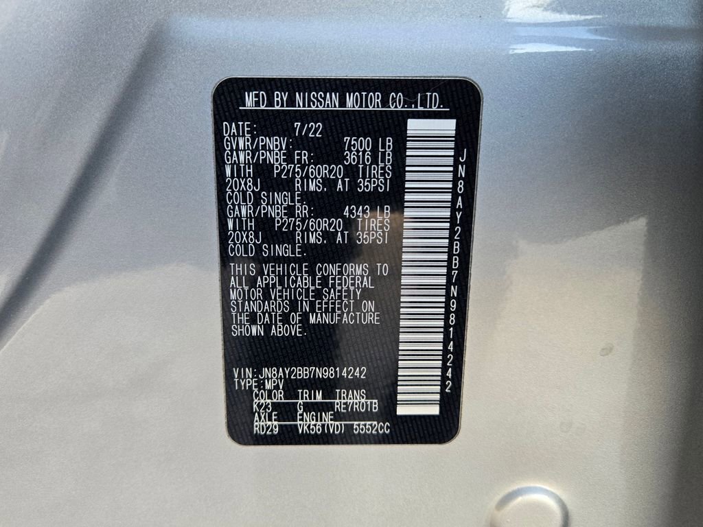 Used 2022 Nissan Armada SL w/ Captain's Chairs Package image 35