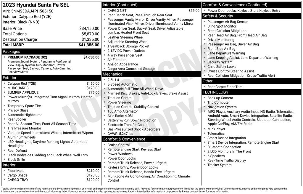 Certified 2023 Hyundai Santa Fe SEL w/ Premium Package AWD/4WD image 36