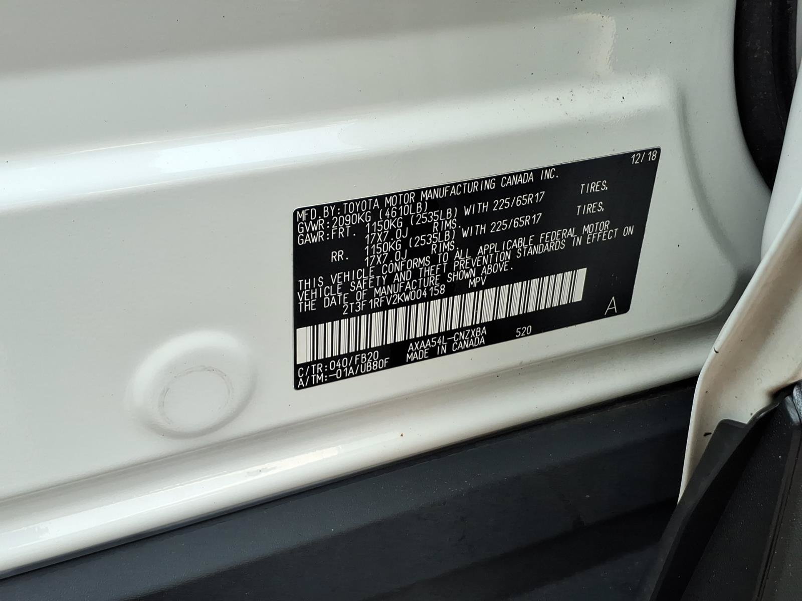 Used 2019 Toyota RAV4 LE w/ All Weather Liner Package AWD/4WD image 30