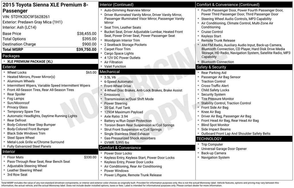 Used 2015 Toyota Sienna XLE Premium FWD image 34