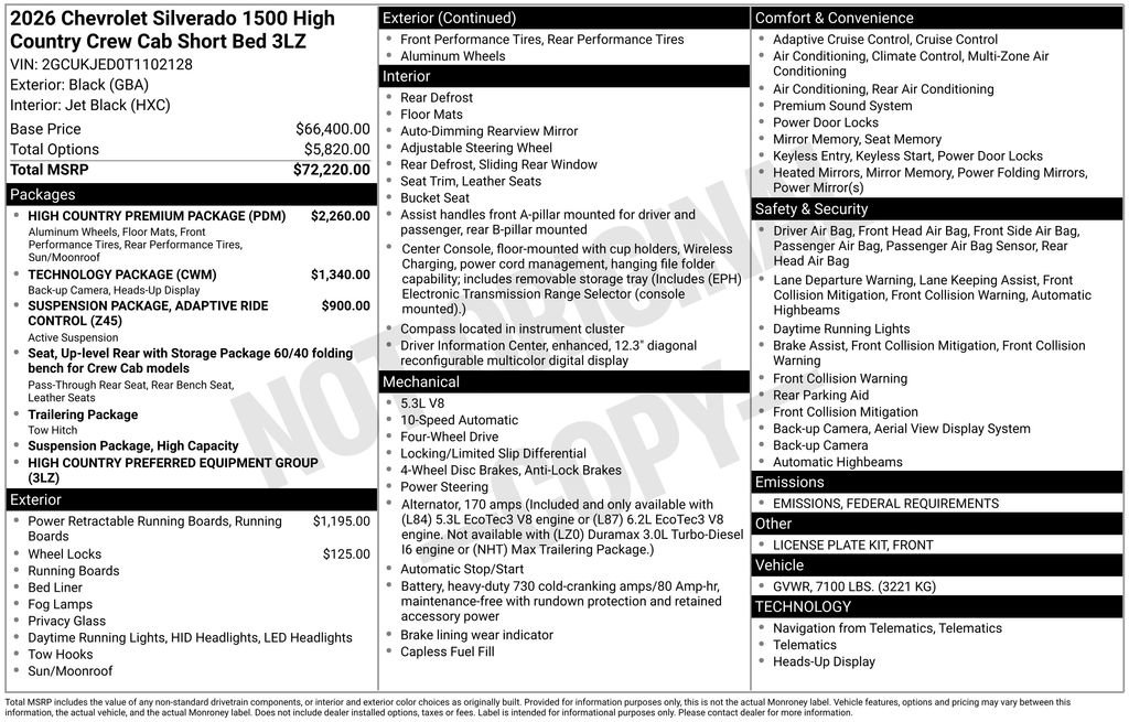 New 2026 Chevrolet Silverado 1500 High Country w/ High Country Premium Package image 57