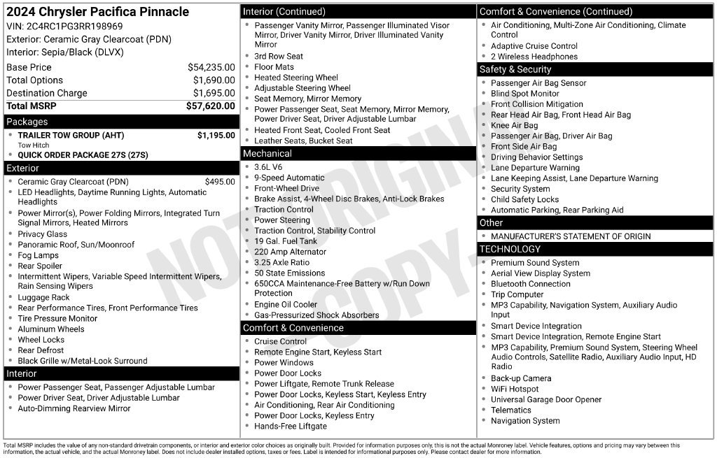 Used 2024 Chrysler Pacifica Pinnacle w/ Trailer Tow Group FWD image 47